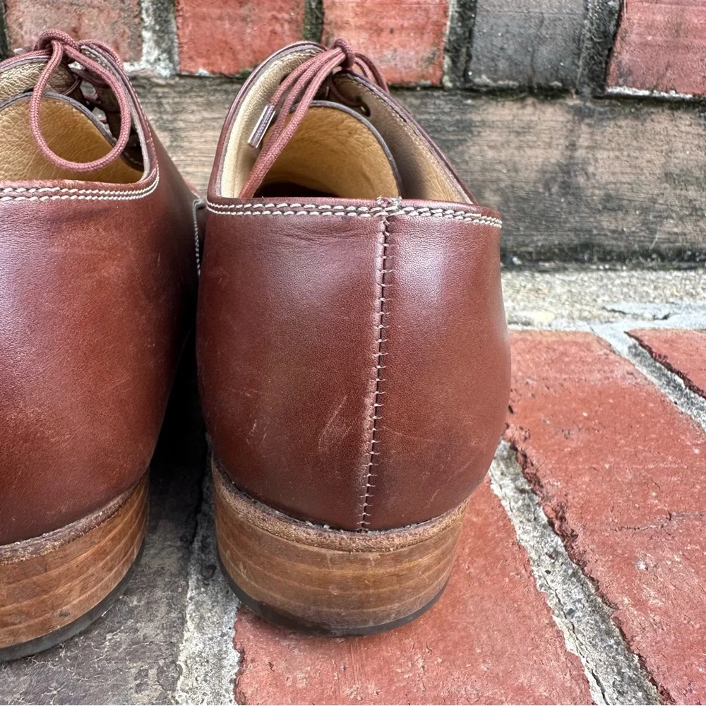 Paraboot Made in France Cognac Lace Up Leather Dress Shoes UK 6.5K EU40 US 7.5